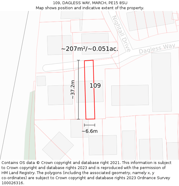 109, DAGLESS WAY, MARCH, PE15 8SU: Plot and title map
