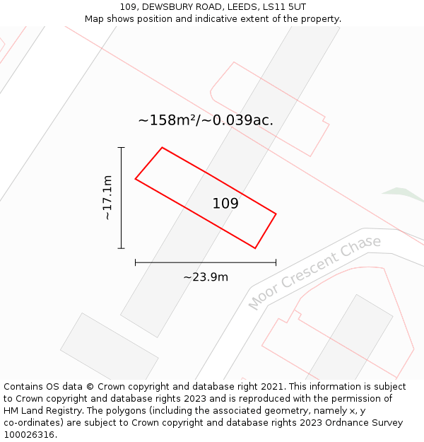 109, DEWSBURY ROAD, LEEDS, LS11 5UT: Plot and title map