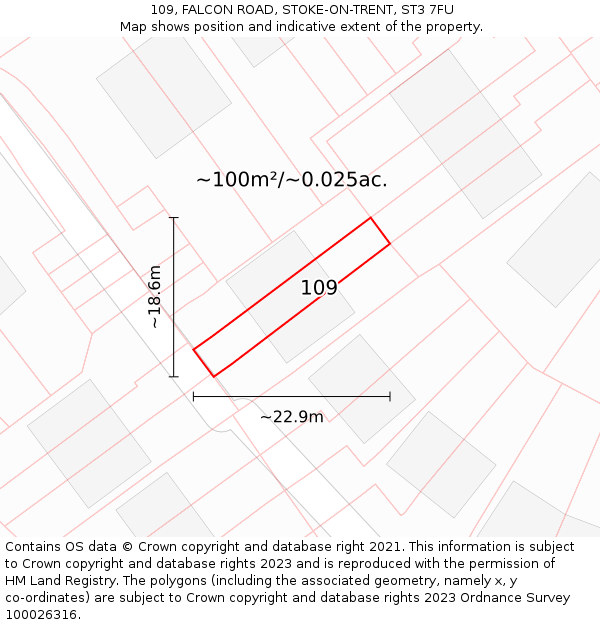 109, FALCON ROAD, STOKE-ON-TRENT, ST3 7FU: Plot and title map