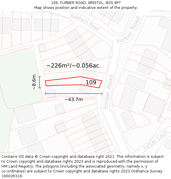109, FURBER ROAD, BRISTOL, BS5 8PT: Plot and title map