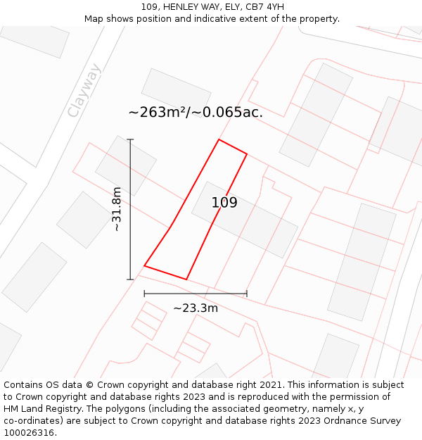 109, HENLEY WAY, ELY, CB7 4YH: Plot and title map