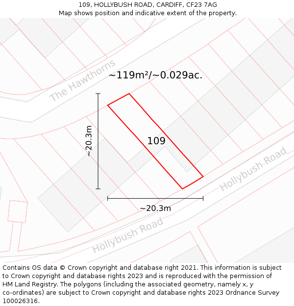 109, HOLLYBUSH ROAD, CARDIFF, CF23 7AG: Plot and title map