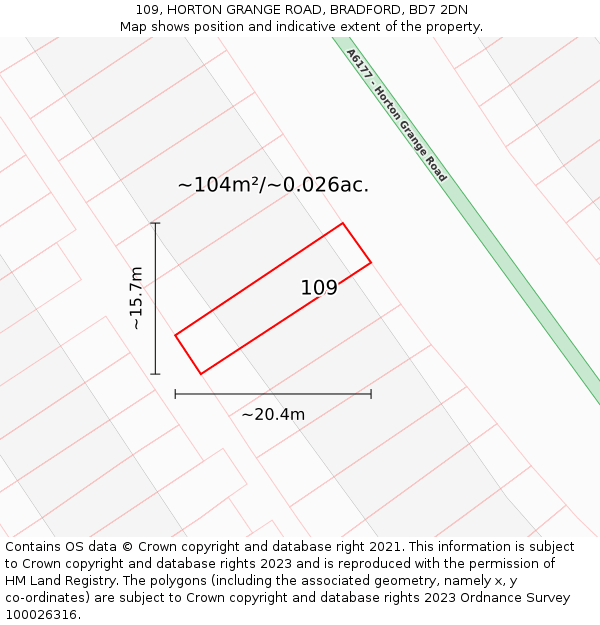 109, HORTON GRANGE ROAD, BRADFORD, BD7 2DN: Plot and title map