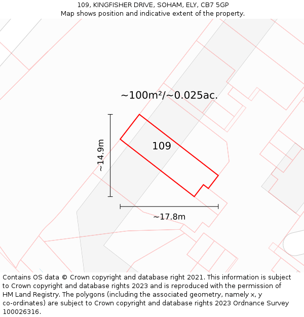 109, KINGFISHER DRIVE, SOHAM, ELY, CB7 5GP: Plot and title map