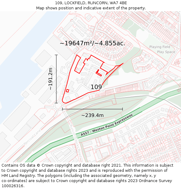 109, LOCKFIELD, RUNCORN, WA7 4BE: Plot and title map