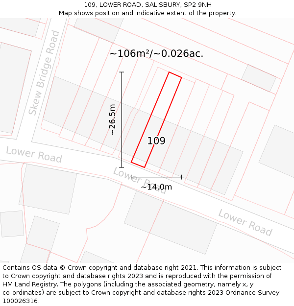 109, LOWER ROAD, SALISBURY, SP2 9NH: Plot and title map