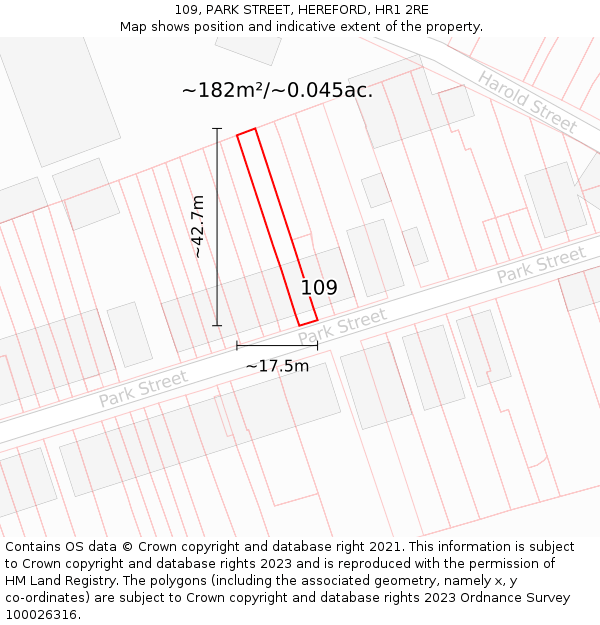 109, PARK STREET, HEREFORD, HR1 2RE: Plot and title map