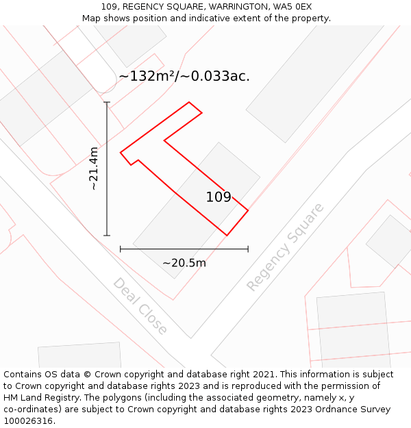 109, REGENCY SQUARE, WARRINGTON, WA5 0EX: Plot and title map