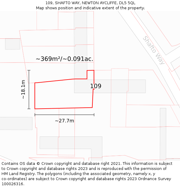 109, SHAFTO WAY, NEWTON AYCLIFFE, DL5 5QL: Plot and title map