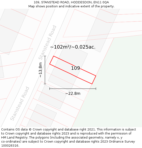 109, STANSTEAD ROAD, HODDESDON, EN11 0QA: Plot and title map