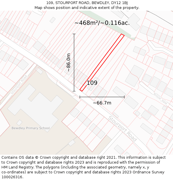 109, STOURPORT ROAD, BEWDLEY, DY12 1BJ: Plot and title map