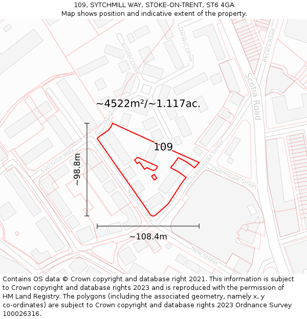 109, SYTCHMILL WAY, STOKE-ON-TRENT, ST6 4GA: Plot and title map