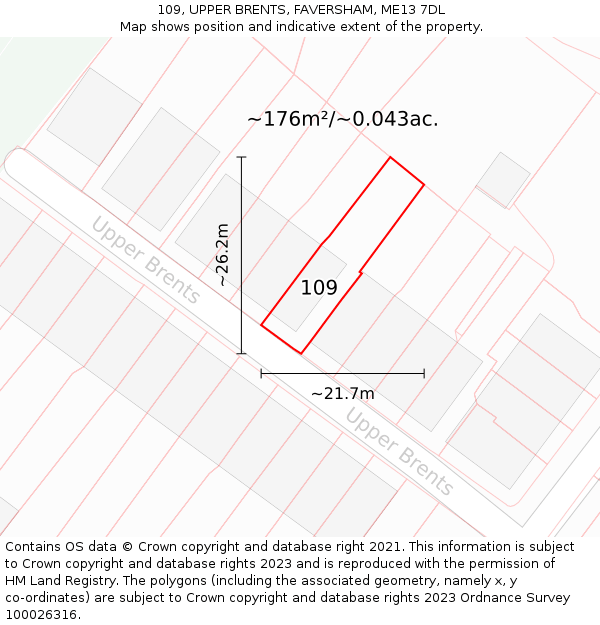 109, UPPER BRENTS, FAVERSHAM, ME13 7DL: Plot and title map