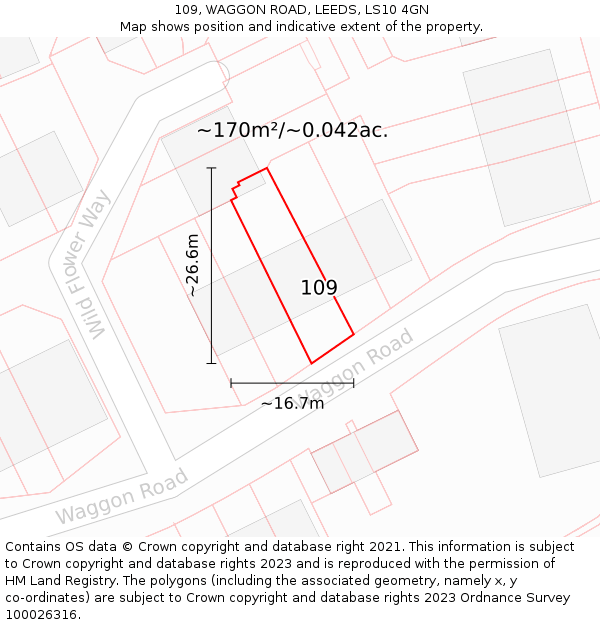 109, WAGGON ROAD, LEEDS, LS10 4GN: Plot and title map
