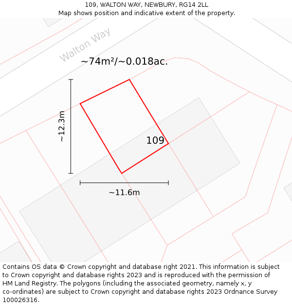 109, WALTON WAY, NEWBURY, RG14 2LL: Plot and title map
