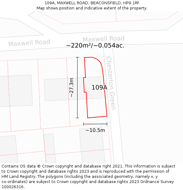 109A, MAXWELL ROAD, BEACONSFIELD, HP9 1RF: Plot and title map