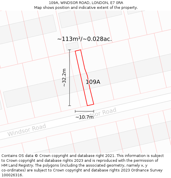 109A, WINDSOR ROAD, LONDON, E7 0RA: Plot and title map
