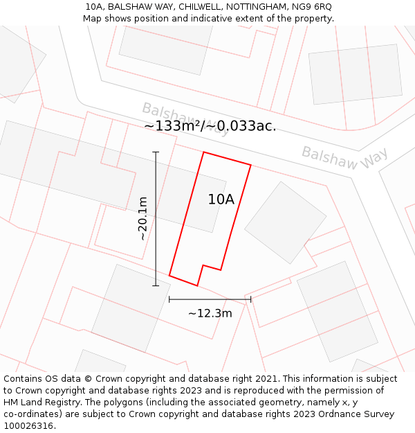 10A, BALSHAW WAY, CHILWELL, NOTTINGHAM, NG9 6RQ: Plot and title map