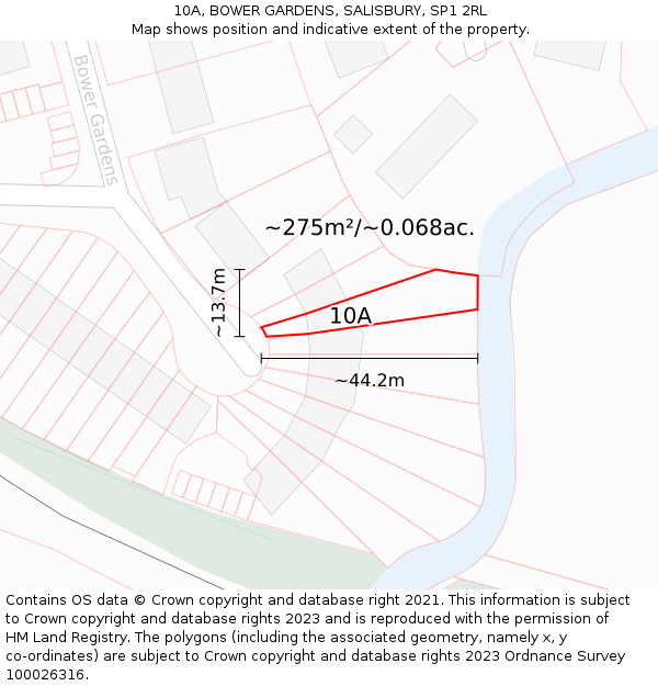 10A, BOWER GARDENS, SALISBURY, SP1 2RL: Plot and title map