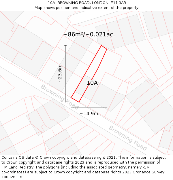 10A, BROWNING ROAD, LONDON, E11 3AR: Plot and title map