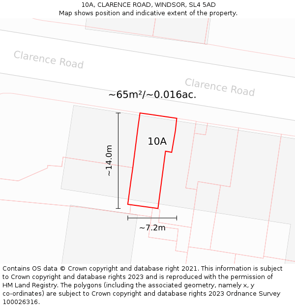 10A, CLARENCE ROAD, WINDSOR, SL4 5AD: Plot and title map