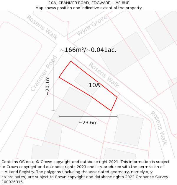 10A, CRANMER ROAD, EDGWARE, HA8 8UE: Plot and title map