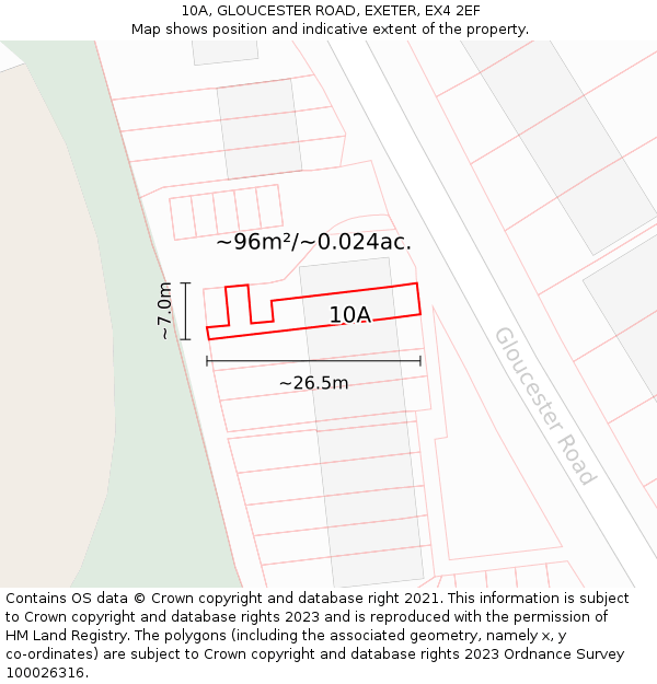 10A, GLOUCESTER ROAD, EXETER, EX4 2EF: Plot and title map