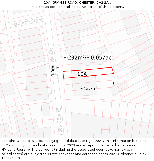 10A, GRANGE ROAD, CHESTER, CH2 2AN: Plot and title map