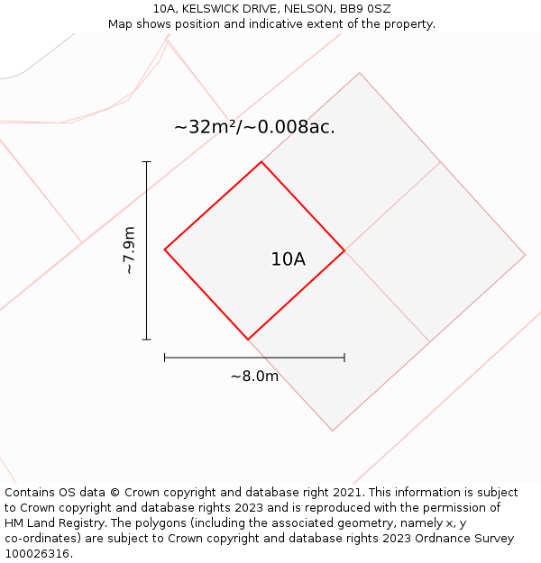 10A, KELSWICK DRIVE, NELSON, BB9 0SZ: Plot and title map