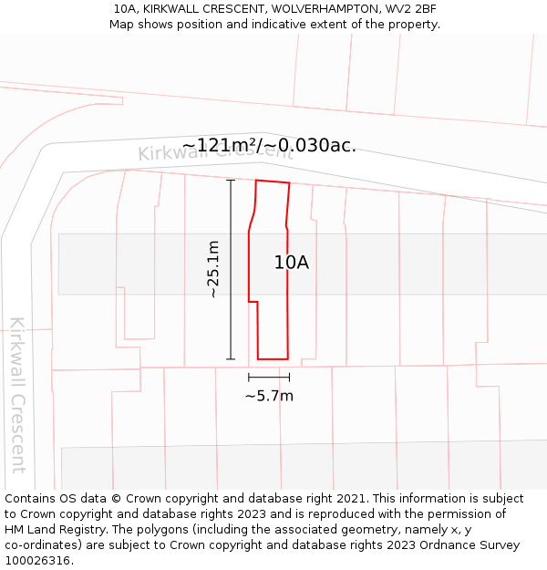 10A, KIRKWALL CRESCENT, WOLVERHAMPTON, WV2 2BF: Plot and title map