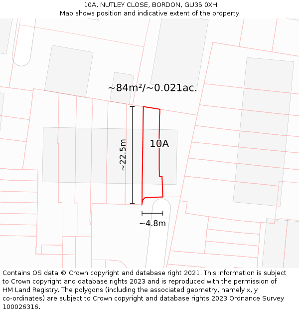 10A, NUTLEY CLOSE, BORDON, GU35 0XH: Plot and title map