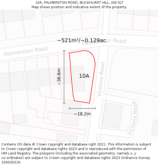 10A, PALMERSTON ROAD, BUCKHURST HILL, IG9 5LT: Plot and title map