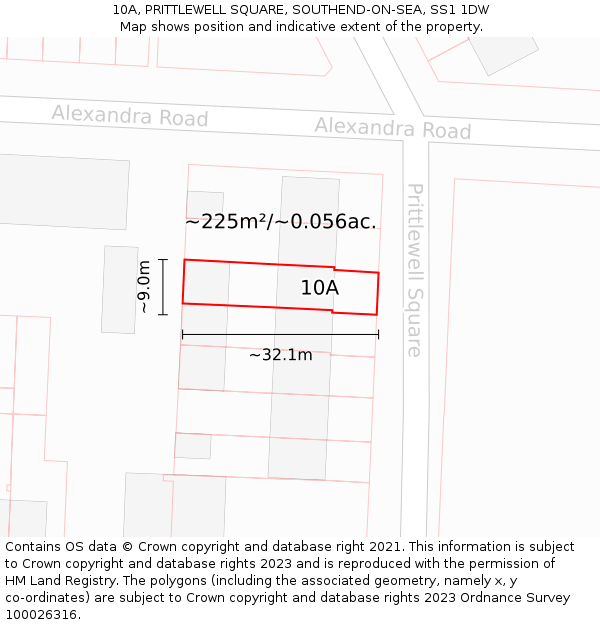 10A, PRITTLEWELL SQUARE, SOUTHEND-ON-SEA, SS1 1DW: Plot and title map