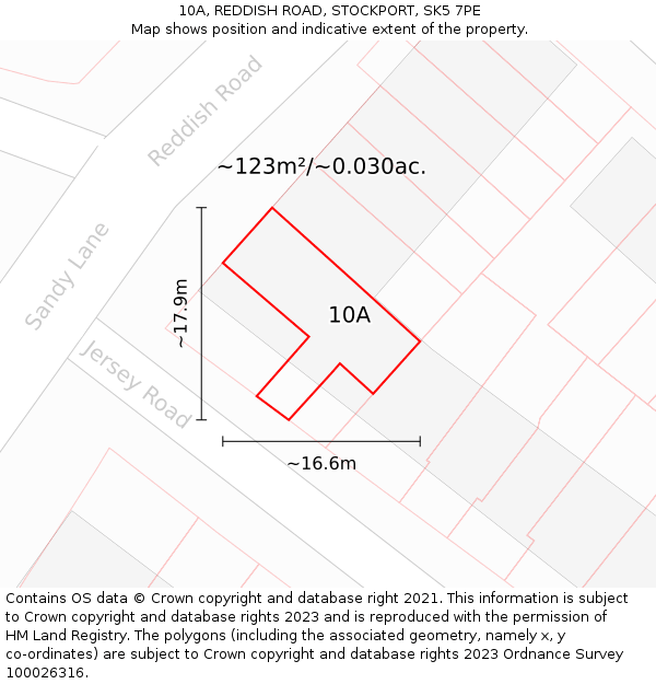 10A, REDDISH ROAD, STOCKPORT, SK5 7PE: Plot and title map