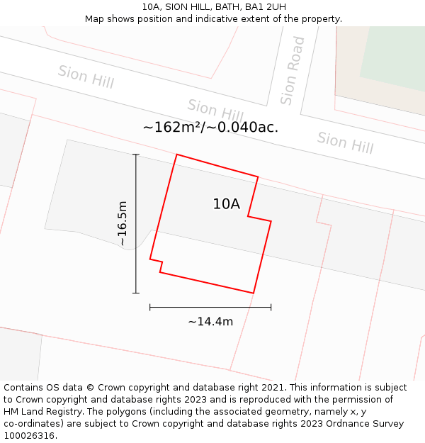 10A, SION HILL, BATH, BA1 2UH: Plot and title map