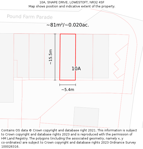 10A, SNAPE DRIVE, LOWESTOFT, NR32 4SF: Plot and title map