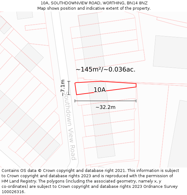 10A, SOUTHDOWNVIEW ROAD, WORTHING, BN14 8NZ: Plot and title map