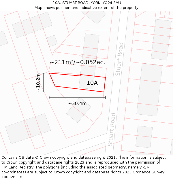 10A, STUART ROAD, YORK, YO24 3AU: Plot and title map