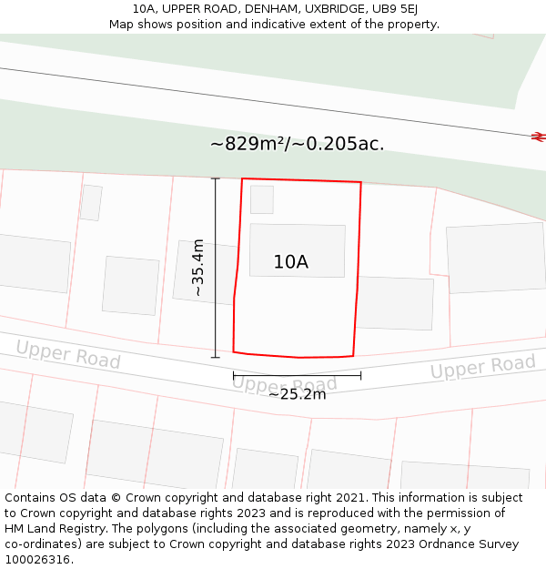 10A, UPPER ROAD, DENHAM, UXBRIDGE, UB9 5EJ: Plot and title map