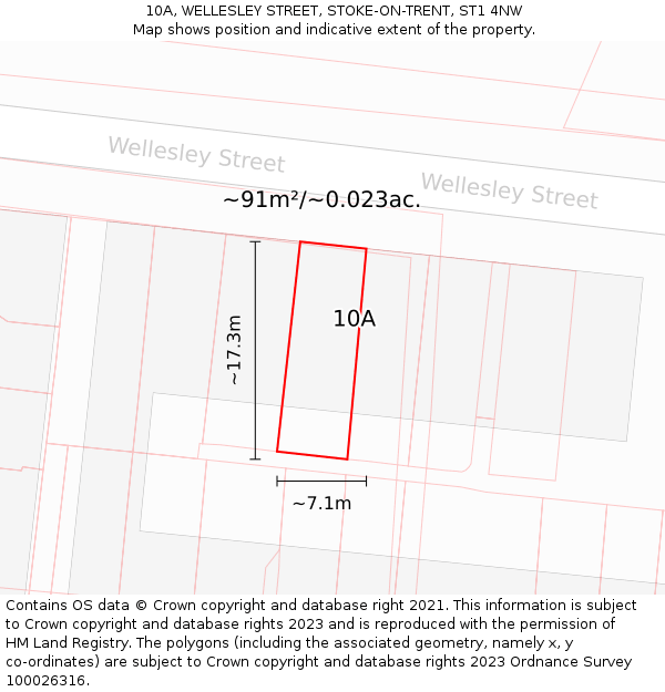 10A, WELLESLEY STREET, STOKE-ON-TRENT, ST1 4NW: Plot and title map