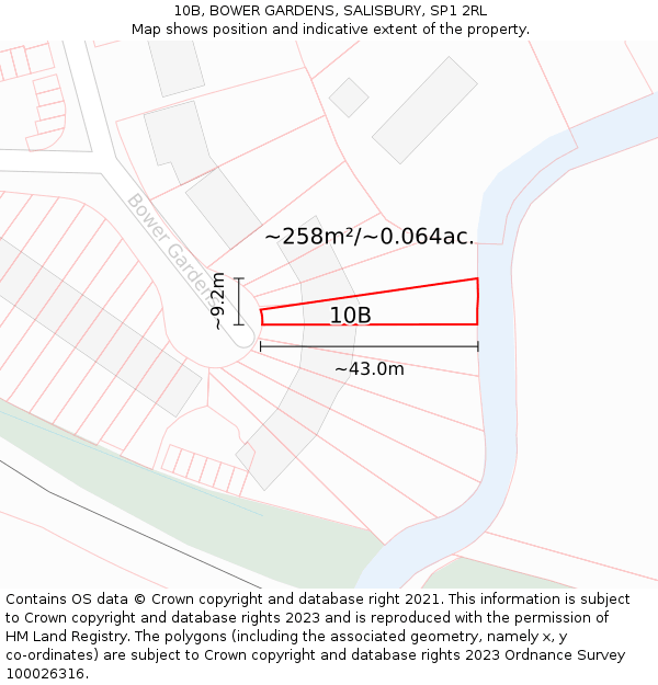 10B, BOWER GARDENS, SALISBURY, SP1 2RL: Plot and title map