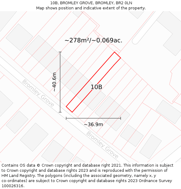 10B, BROMLEY GROVE, BROMLEY, BR2 0LN: Plot and title map