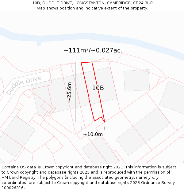 10B, DUDDLE DRIVE, LONGSTANTON, CAMBRIDGE, CB24 3UP: Plot and title map