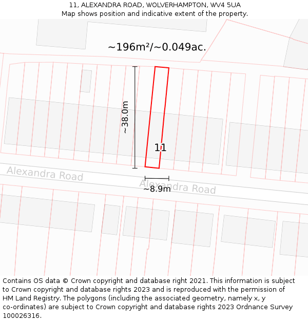 11, ALEXANDRA ROAD, WOLVERHAMPTON, WV4 5UA: Plot and title map