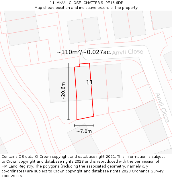 11, ANVIL CLOSE, CHATTERIS, PE16 6DP: Plot and title map