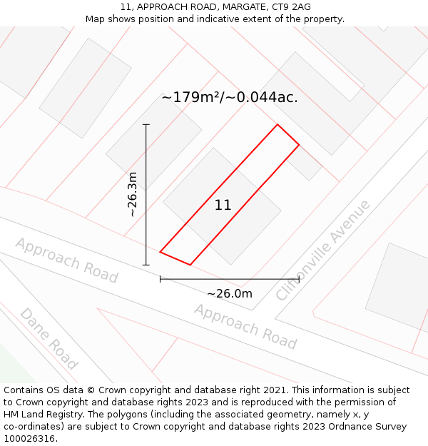 11, APPROACH ROAD, MARGATE, CT9 2AG: Plot and title map