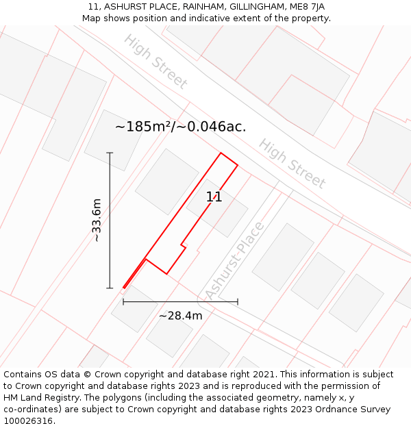 11, ASHURST PLACE, RAINHAM, GILLINGHAM, ME8 7JA: Plot and title map