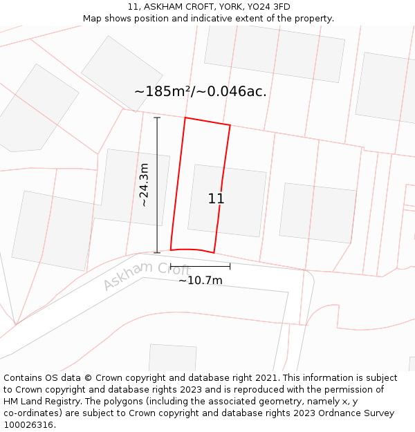 11, ASKHAM CROFT, YORK, YO24 3FD: Plot and title map
