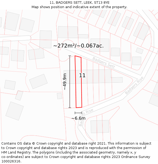 11, BADGERS SETT, LEEK, ST13 8YE: Plot and title map