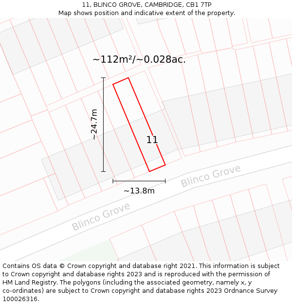 11, BLINCO GROVE, CAMBRIDGE, CB1 7TP: Plot and title map